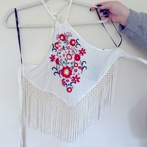 Fringe halter top